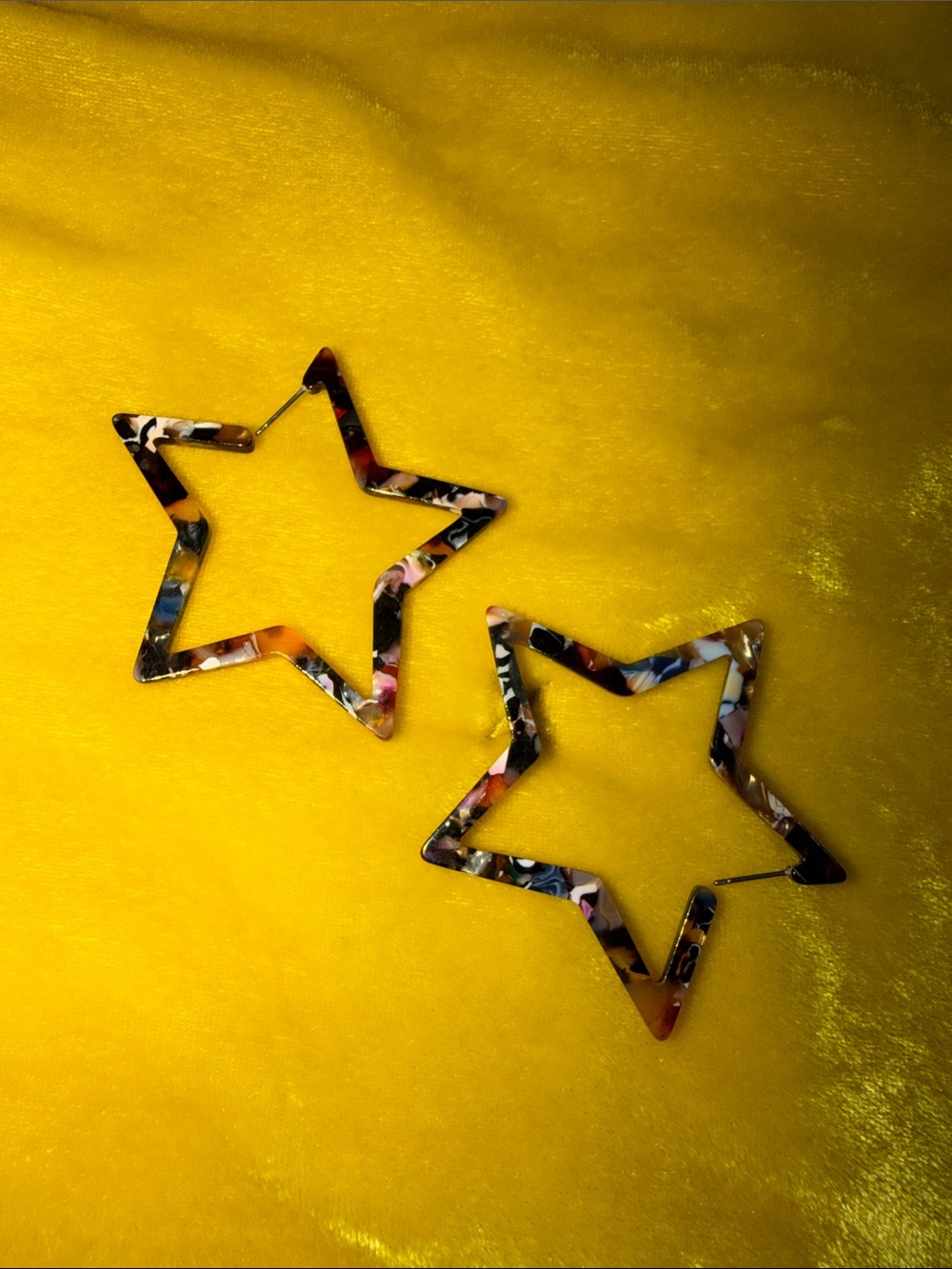 Colorful Tortoiseshell Star Hoop Earrings